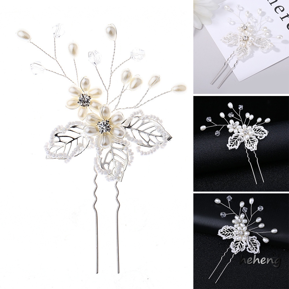 Trâm Cài Tóc Chữ U Hình Chiếc Lá Đính Ngọc Trai Giả Thời Trang Dành Cho Nữ