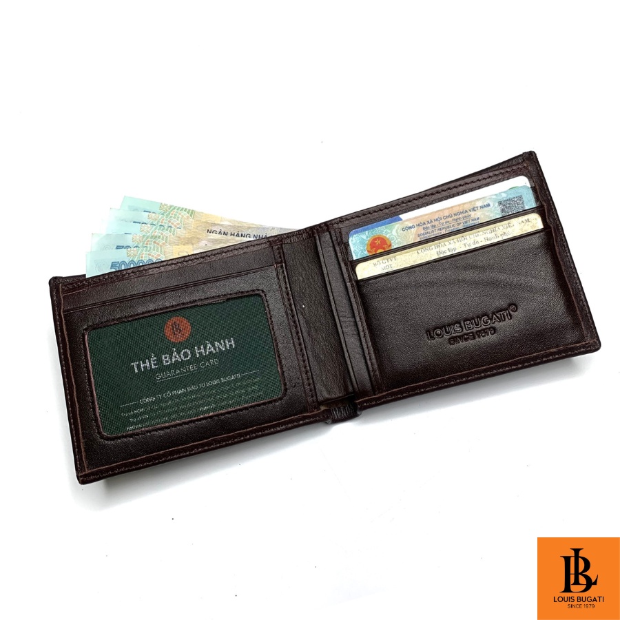 Bóp nam da thật thương hiệu LOUIS BUGATI VM08 ví da bò nam 2 màu đen, nâu