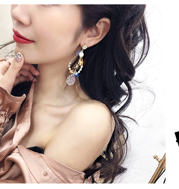 Bông Tai Mạ Bạc 925 Đính Đá Opal Phong Cách Hàn Quốc