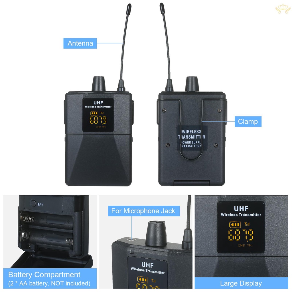 Bộ Micro UHF Di Động Với 1 Bộ Thu Phát 2 Mic Tai Nghe Và 2 Bộ Nhận Dạng Sạc Thích Hợp Cho Giải Trí Nhà Ở