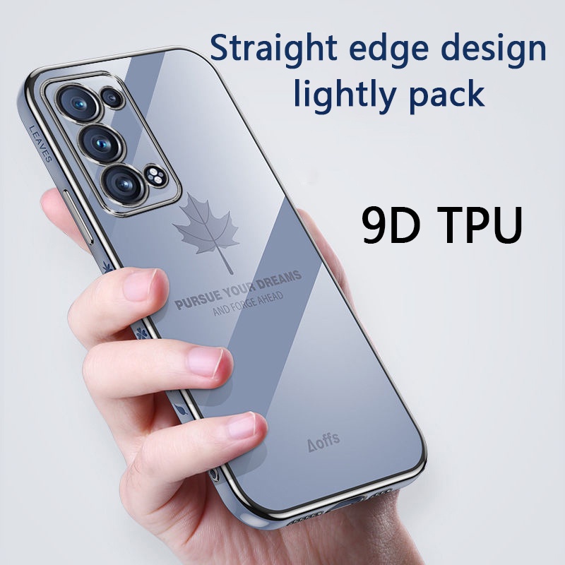 Ốp Điện Thoại Mềm Họa Tiết Lá Phong Mạ Viền Cho OPPO A17 A16 A9 2020 A5 2020 A15 A15S A52 A92 A5 A3S A7 A5S A12