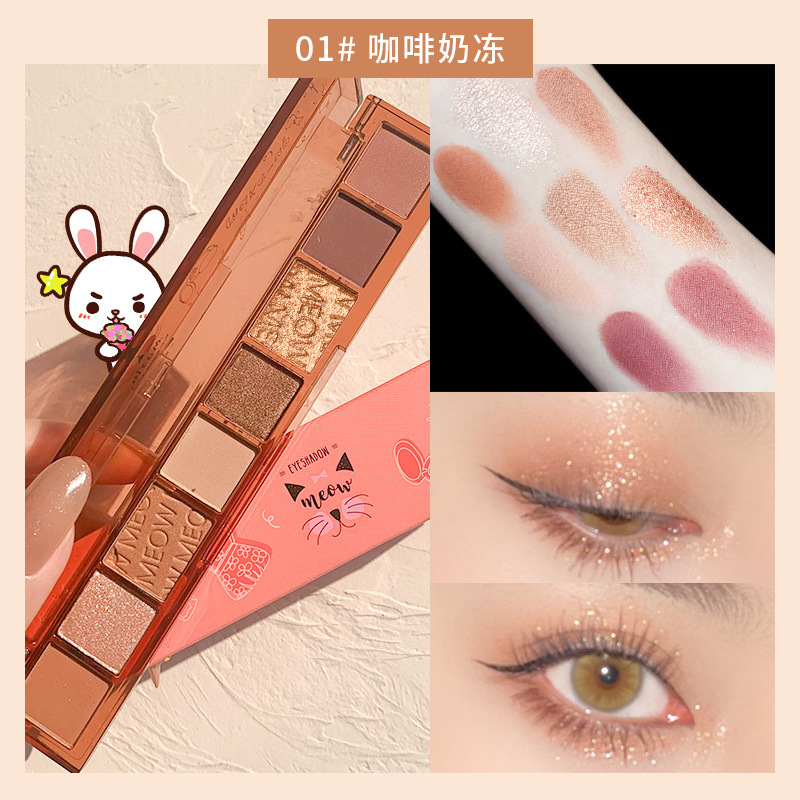Bảng phấn mắt XIXI 8 ô màu tông cam nâu tím Meow Eyeshadow xinh xắn