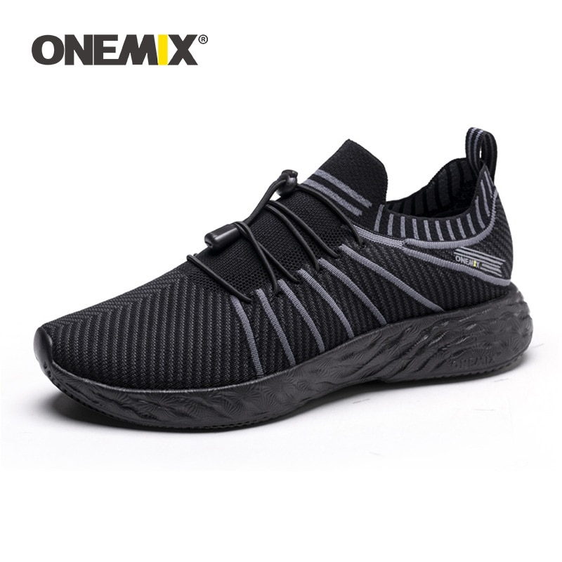 ONEMIX Black Running Shoes Waterproof Breathable Men Training Sneakers Outdoor Anti-Slip Trekking Sports Shoes