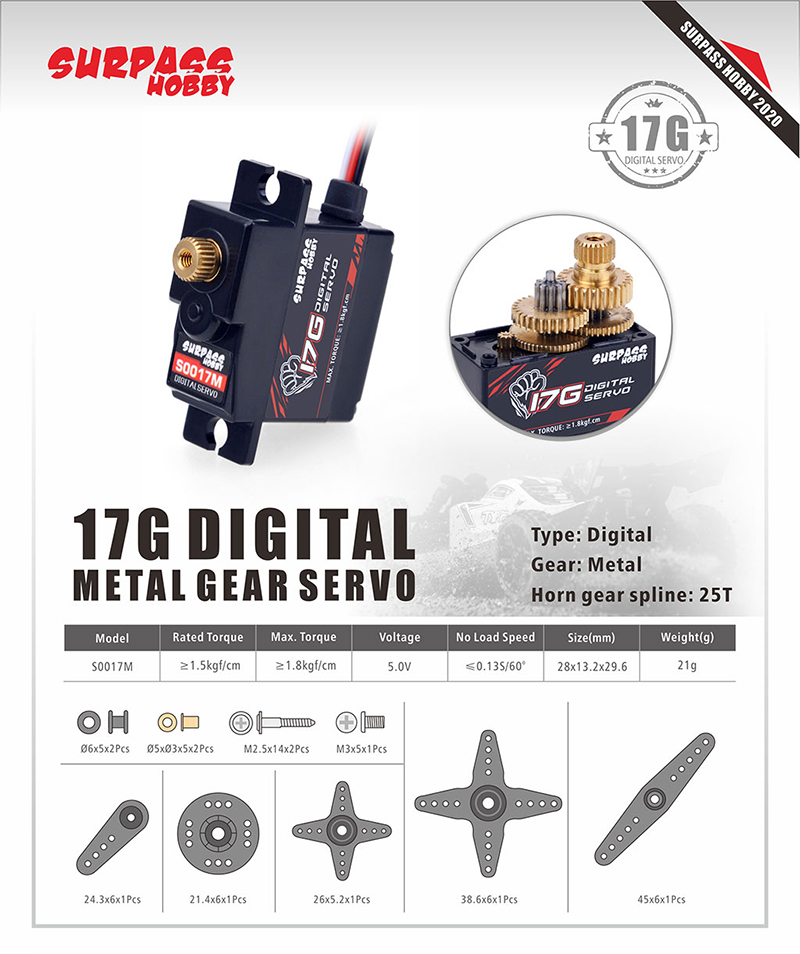 RC Động Cơ Servo S0017M 17g 1 / 16 Cho Đồ Chơi Điều Khiển Từ Xa