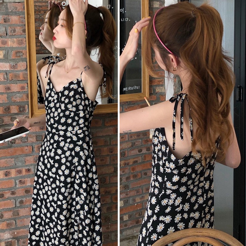 Đầm Hai Dây Xẻ Tà Họa Tiết Hoa Cúc Xinh Xắn Cho Nữ | BigBuy360 - bigbuy360.vn