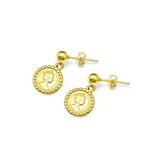 Bông Tai Tròn Tòn Ten Khắc Hình Nữ Hoàng Titan Ko Đen TT 3341