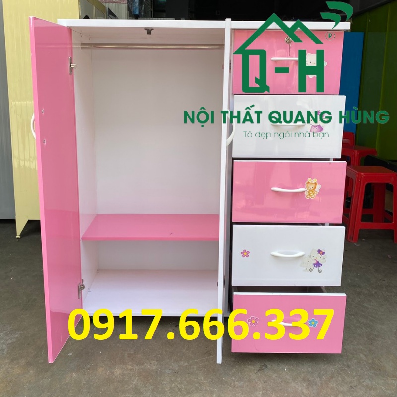 TỦ NHỰA ĐÀI LOAN ĐỰNG ÁO QUẦN 1M25X1M06X42CM MÀU TRẮNG HỒNG