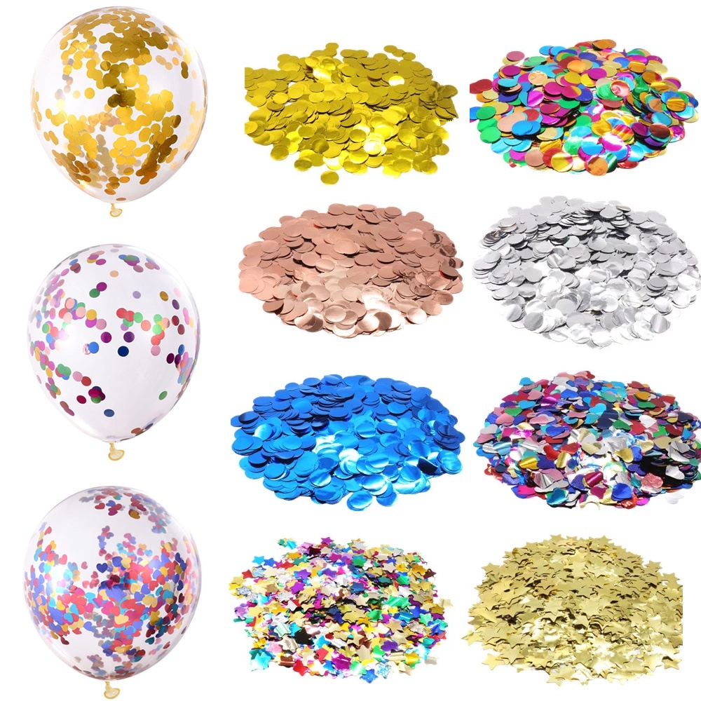 Túi 20g / Gói Hoa Giấy Lá Nhôm Hình Tròn / Ngôi Sao / Trái Tim 1.5cm Trang Trí Tiệc Cưới / Sinh Nhật
