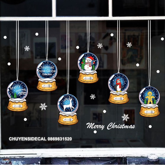 Decal trang trí tường Noel - Qủa Cầu Pha Lê Tuyết