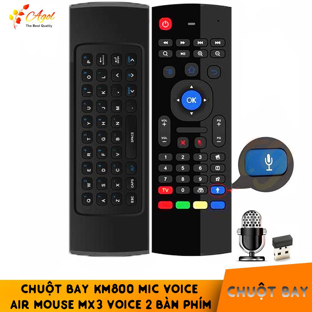Chuột bay Air Mouse km800V có voice cho Android TV box, MX3 V