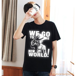 Áo thun nam màu đen in hình One Piece Luffy phản quang cực đẹp F2392