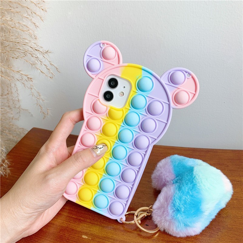 Ốp Lưng Silicone Hình Chuột Mickey Có Bóng Lông Thời Trang Cho Iphone 12 Pro Max 12mini 11 Pro Max I6 6s 7 8 + X Xr Xs Max