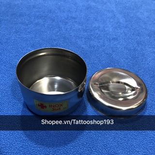 Cốc   inox tròn có nắp đậy dùng trong xăm hình,xăm thẩm mỹ