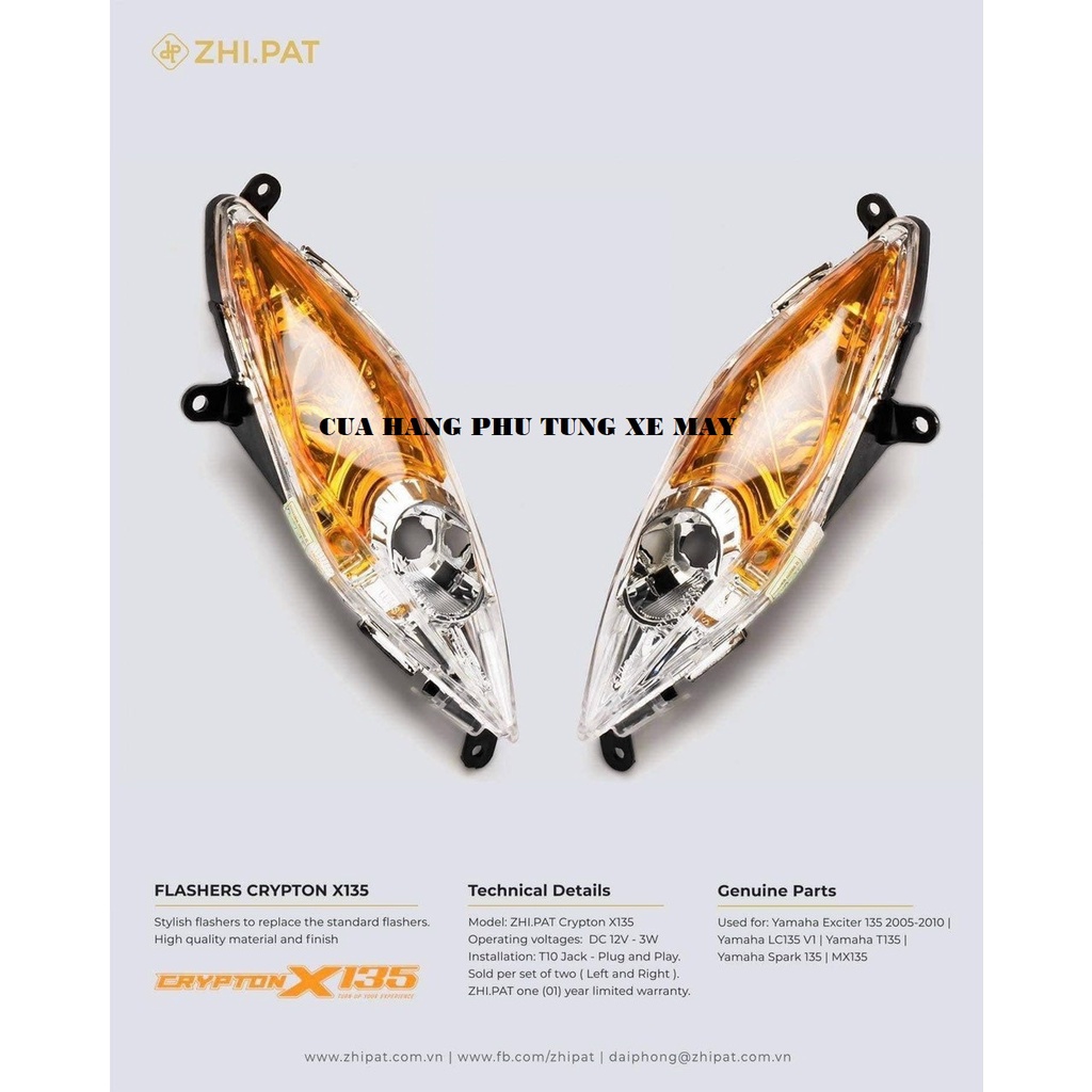 Xi nhan trước xe Exciter 2006 - 2010 Zhipat - giá 1 cặp, màu liên hệ