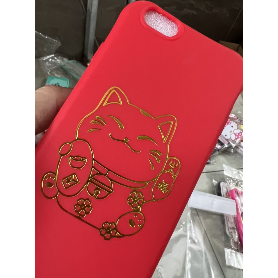Iphone 6 / 6G / 6S Ốp lưng điện thoại silicon bền dẻo in hình mèo thần tài phù hợp lộc đỏ