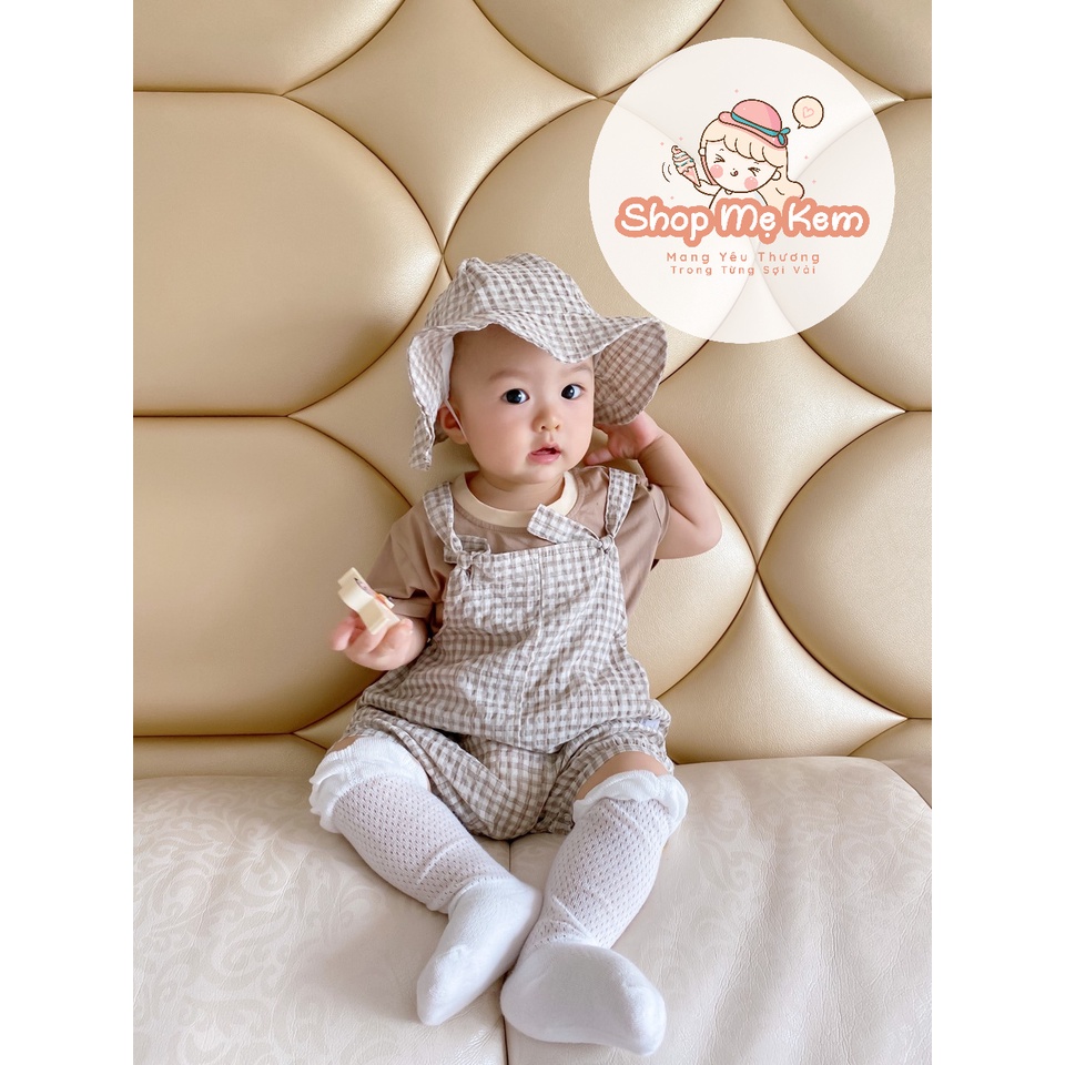 Set Yếm Bé Trai Style Hàn Tặng Kèm Mũ 5 - 15 Kg Vải Thun Mềm Mát Kèm Ảnh Thật