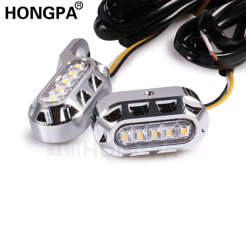Đèn LED Xi Nhan 12V Chất Liệu Hợp Kim Nhôm Màu Hổ Phách Gắn Tay Lái Xe Mô Tô