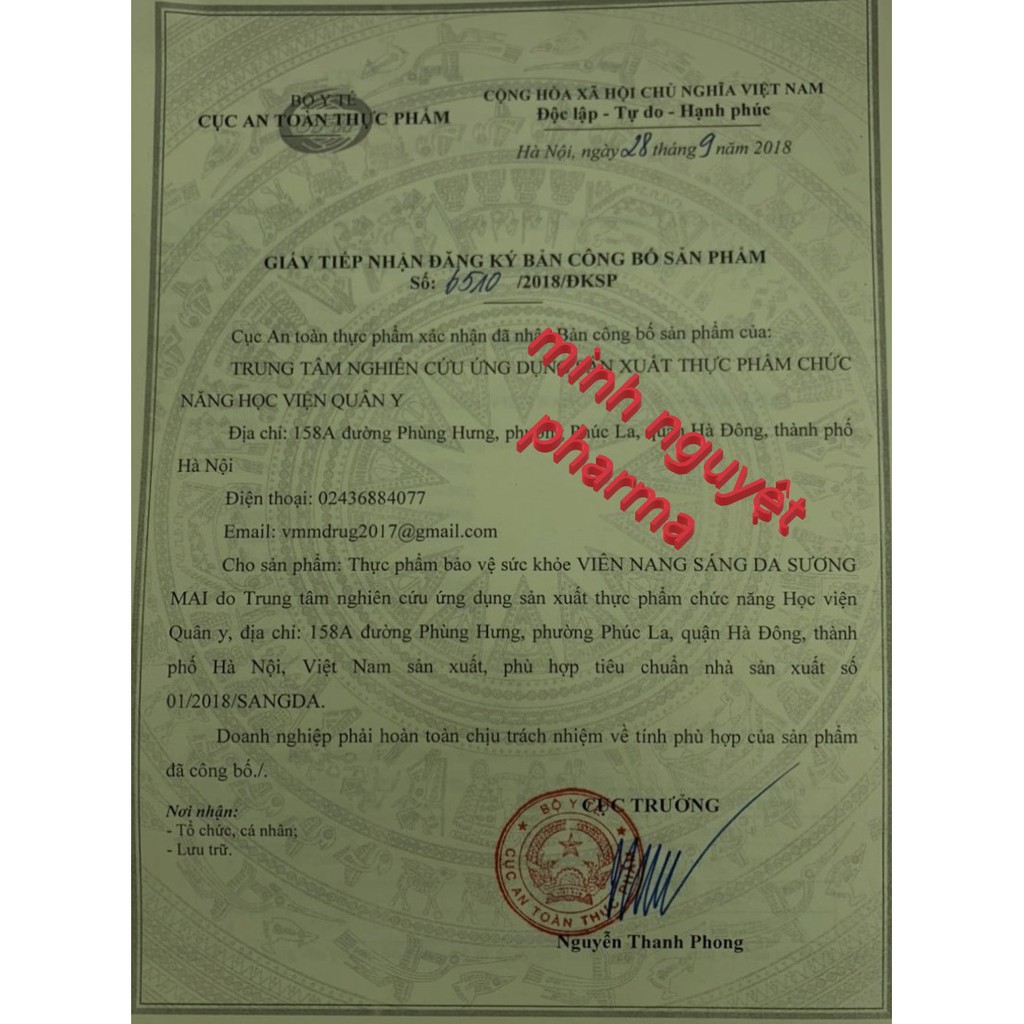 [CHÍNH HÃNG] Viên nang uống sáng da SƯƠNG MAI - HỌC VIỆN QUÂN Y | BigBuy360 - bigbuy360.vn