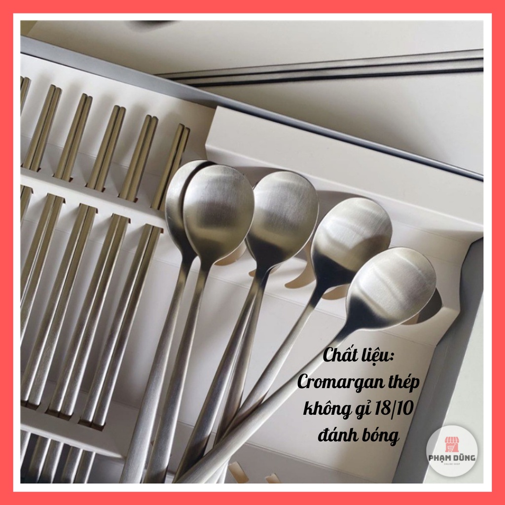 Bộ 12 muỗng đũa inox 304 cao cấp , combo 12 muỗng đũa thép không gỉ tiện dụng