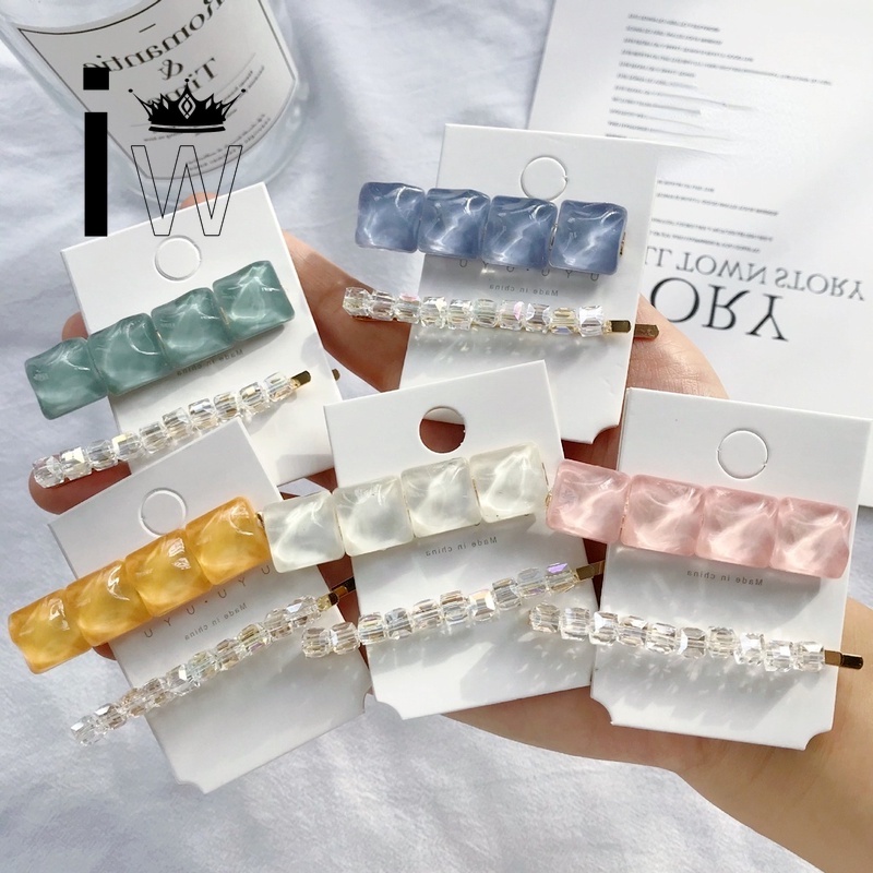 Set 2 kẹp tóc hợp kim đính đá thời trang dành cho nữ