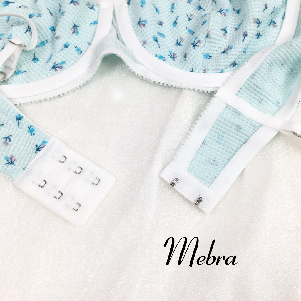 Set đồ lót cotton có gọng không đệm màu xanh ngọc họa tiết đáng yêu Mebra | BigBuy360 - bigbuy360.vn