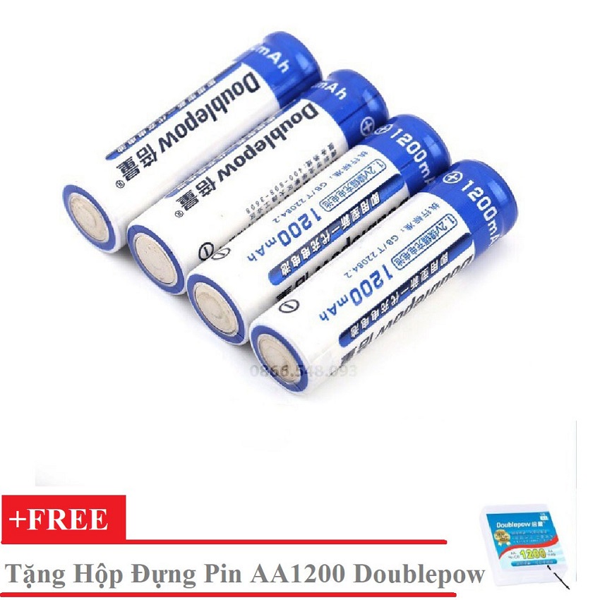 [Mua 1 tặng 1] Vỉ 4 viên pin tiểu sạc AA1200 chính hãng Doublepow dung lượng thực