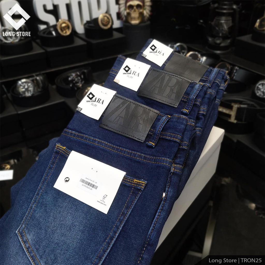 Quần jean nam trơn ZA.RA dáng suông màu xanh đậm, chất vải bò cotton spandex co giãn 4 chiều [Có Big Size] Tron25 | BigBuy360 - bigbuy360.vn