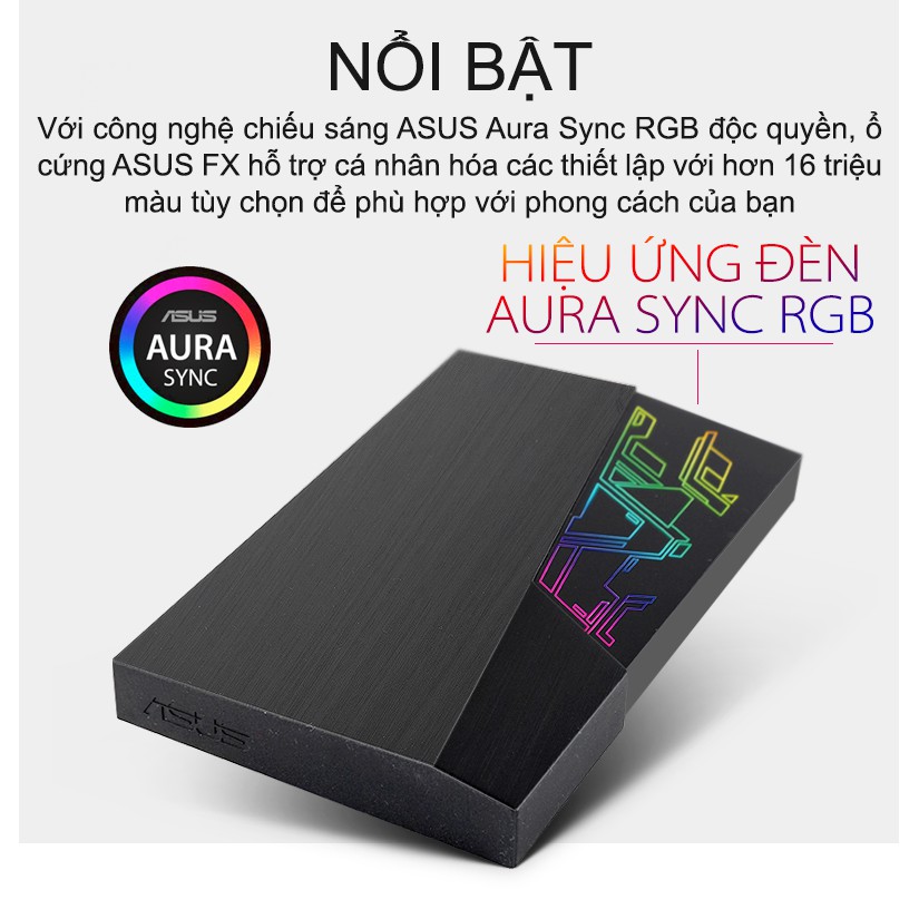 HDD BOX Asus FX 1TB/ 2TB Aure Sync RGB, USB 3.1 Gen1/ Mã hoá AES 256 bit, Sao lưu tự động ( (EHD-A1T/EHD-A2T)