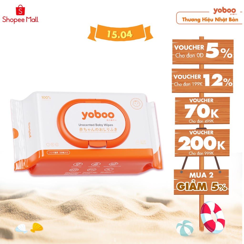 Khăn giấy ướt yoboo | 100 Tờ Dịu Nhẹ Không Chất Bảo Quản Không Mùi | Thương Hiệu Nhật | Chính hãng