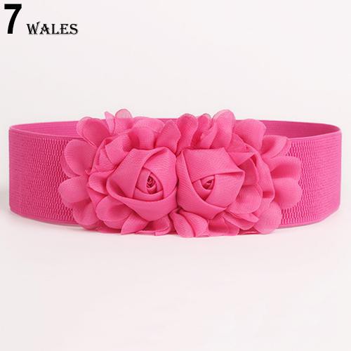 Thắt lưng co giãn bản to họa tiết hoa thời trang cho nữ
