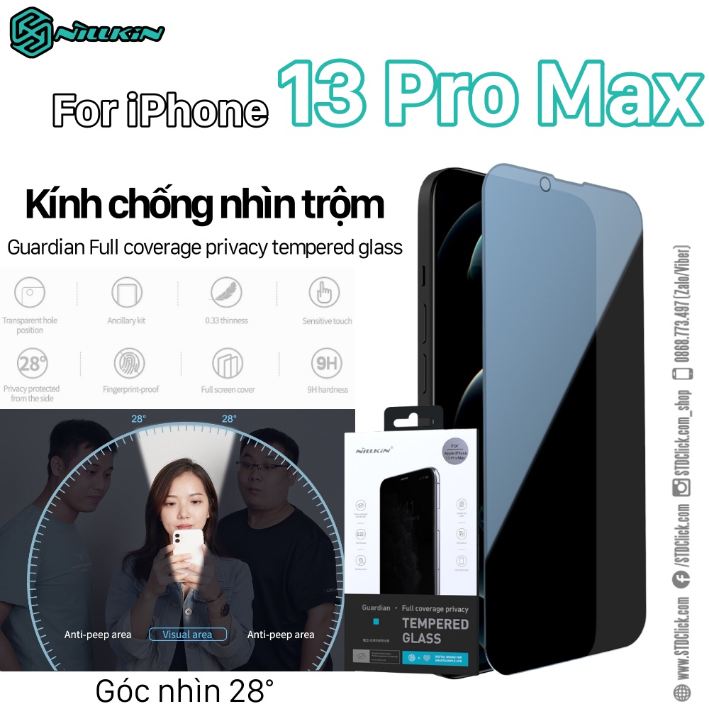 KÍNH CƯỜNG LỰC IPHONE 13 PRO MAX NILLKIN GUARDIAN CHỐNG NHÌN TRỘM CHÍNH HÃNG