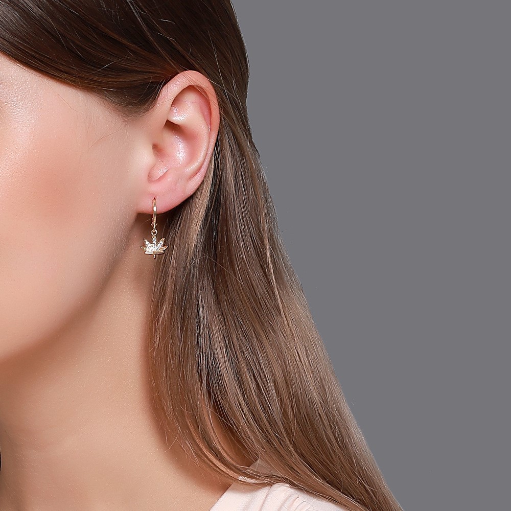 Khuyên tai đính kim cương giả phong cách Hàn Quốc sang trọng cho nữ