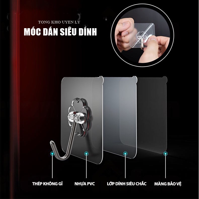 Móc dán tường cường lực siêu dính loại keo dày