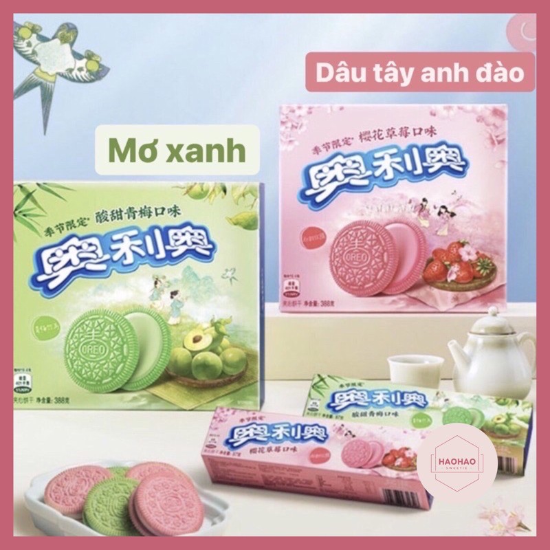 Có sẵn oreo dâu tây hồng đặc biệt và mơ xanh