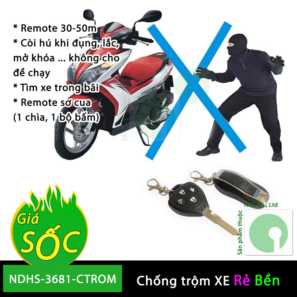 Thiết bị báo chống trộm xe máy giá rẻ khi kẻ gian manh động - NDHS-3681-CTROM