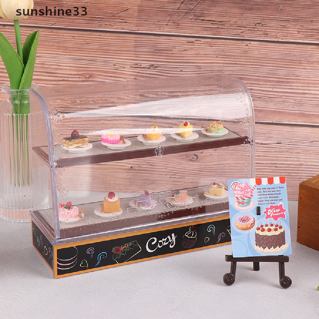 SU Mini Cake Counter Advertising Frame Showcase Cabinet Dollhouse Fruniture n