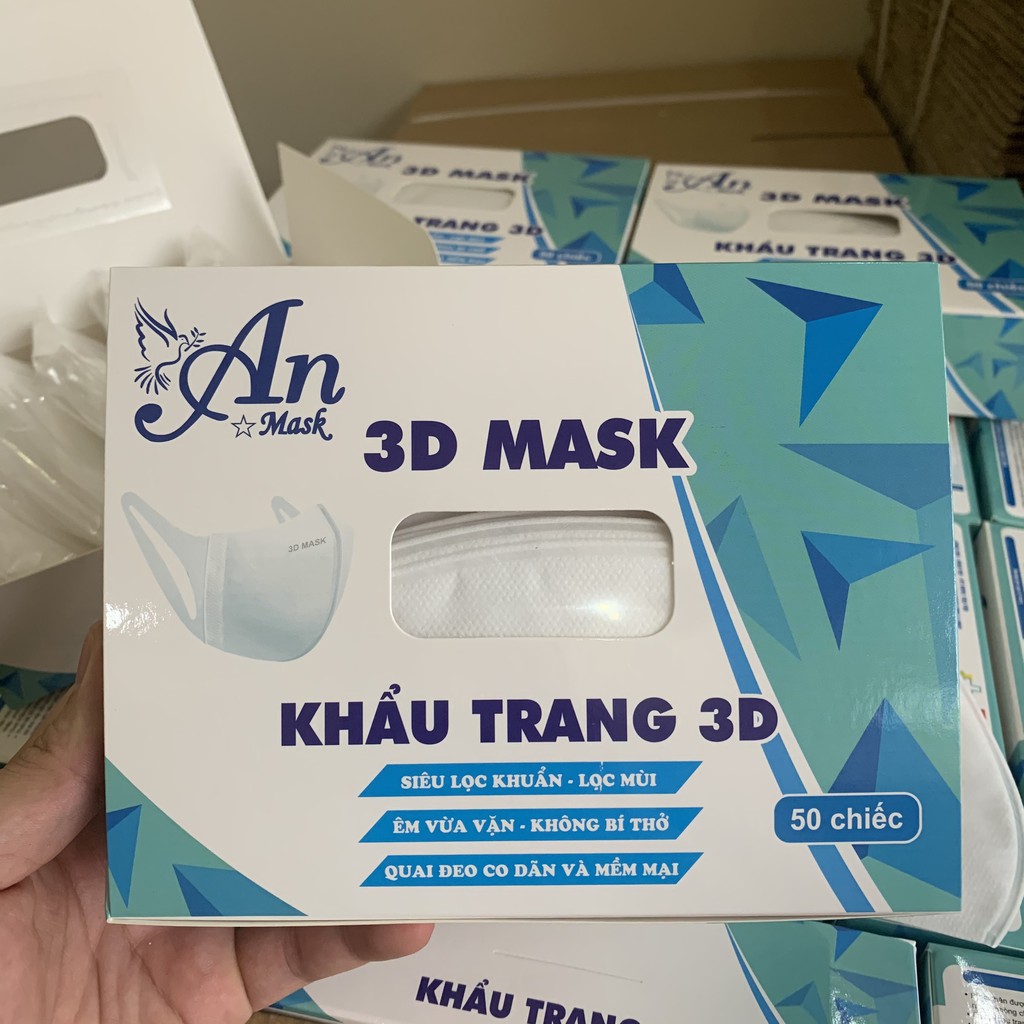 Khẩu trang 3D mask An công nghệ Nhật giúp chống bụi vi khuẩn hiệu quả hộp 50 cái