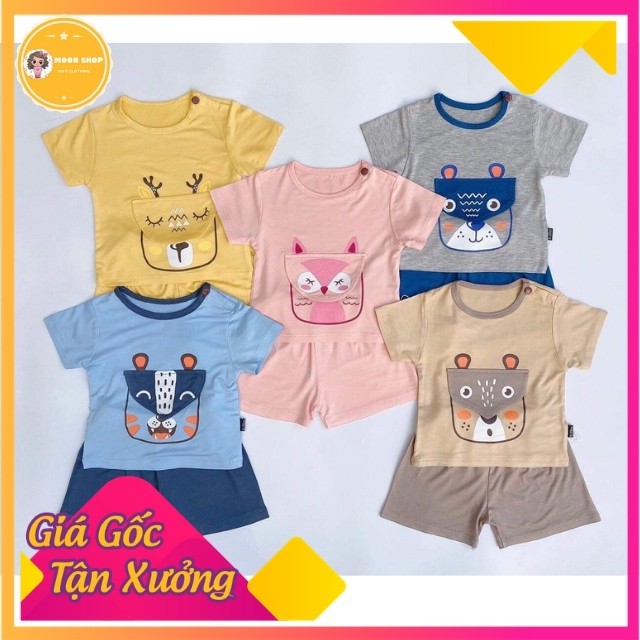 Bộ Cộc Tay Kwoo Cho Bé Trai Gái Chất Cotton Loại 1, Áo Thun Lạnh Thấm Hút Mồ Hôi, Siêu Mịn, Siêu Mát