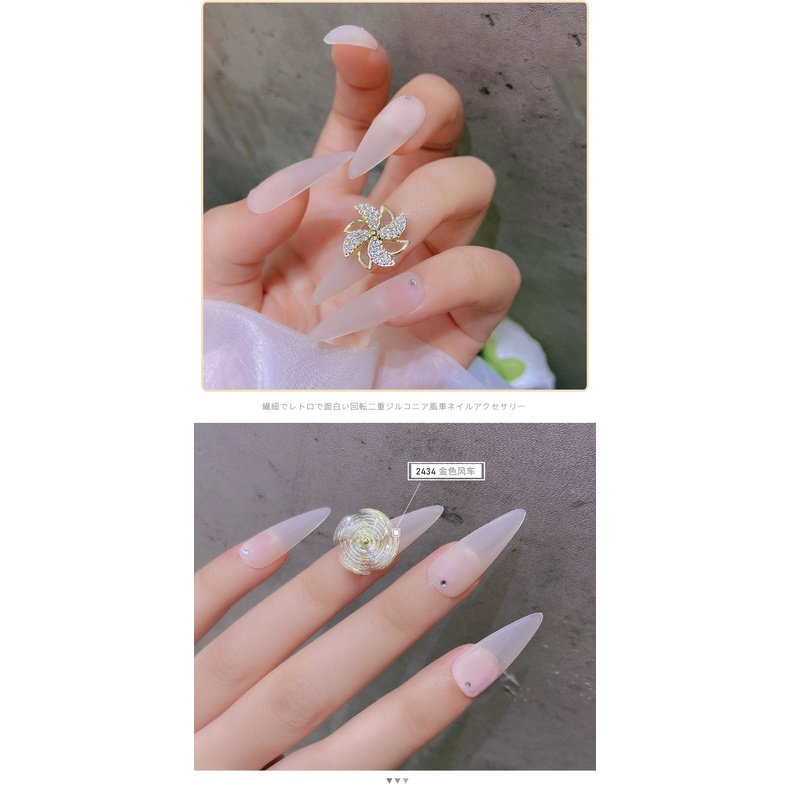 [Hàng mới về] Phụ kiện trang trí móng tay hình chong chóng đính đá thời trang