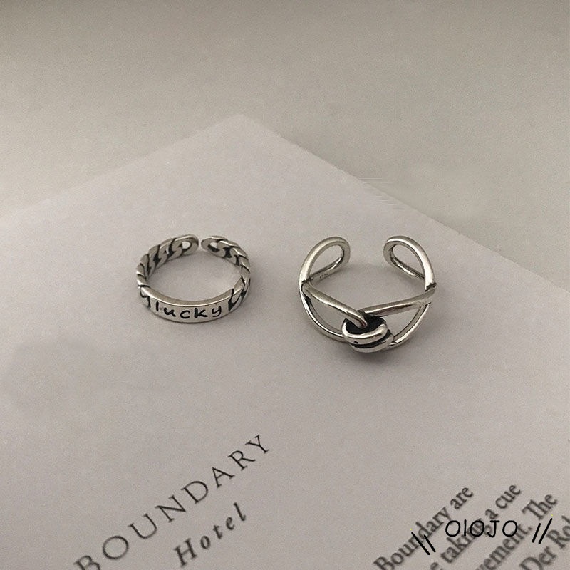 🌼Set 2 Nhẫn Nữ Màu Bạc Độc Đáo Thời Trang Phong Cách Cổ Điển