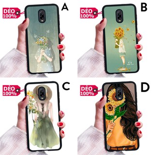 ỐP LƯNG SAMSUNG J7 PLUS HÌNH NỀN CÔ GÁI CẦM HOA CỔ ĐIỂN