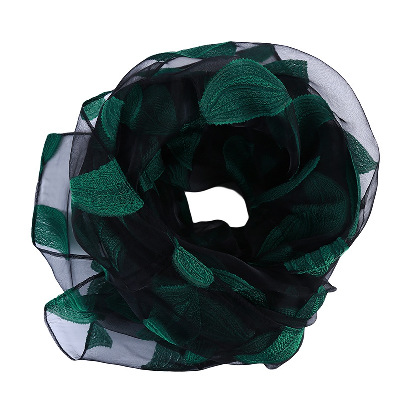 Khăn Choàng Chiffon Mềm Mại Thêu Họa Tiết Lá Cổ Điển Cho Nữ | BigBuy360 - bigbuy360.vn