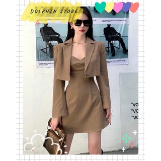 🌹BIGSIZE Set đầm 2 dây kèm áo blazer bigsize🌹