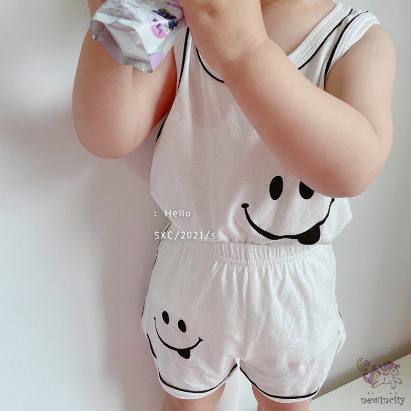 Set Áo 3 Lỗ In Hoạt Hình + Quần Short Kiểu Hàn Quốc Dễ Thương Cho Bé