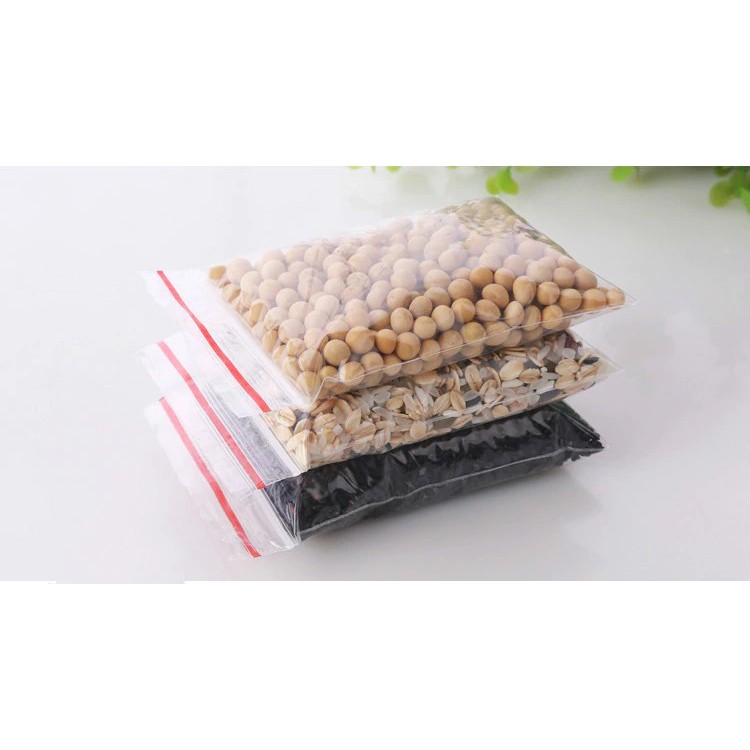 Túi Zip Chỉ Đỏ, Zipper Đựng Thực Phẩm- Chất Liệu PE An Toàn - Độ dày 6.5 zdem -
