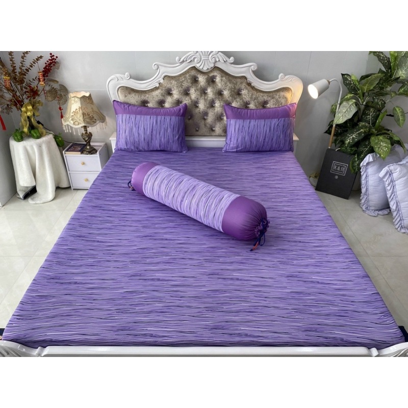 Bộ drap thun hàn quốc 4 món phối gối siêu tây