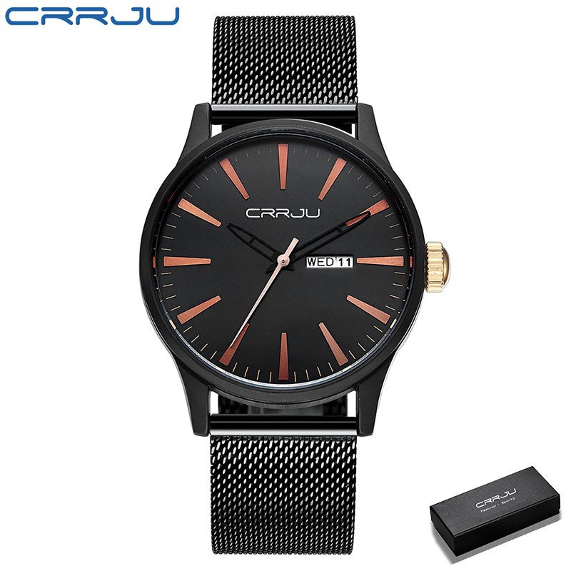 Đồng hồ quartz CRRJU chất liệu thép không gỉ chống thấm nước 2108m