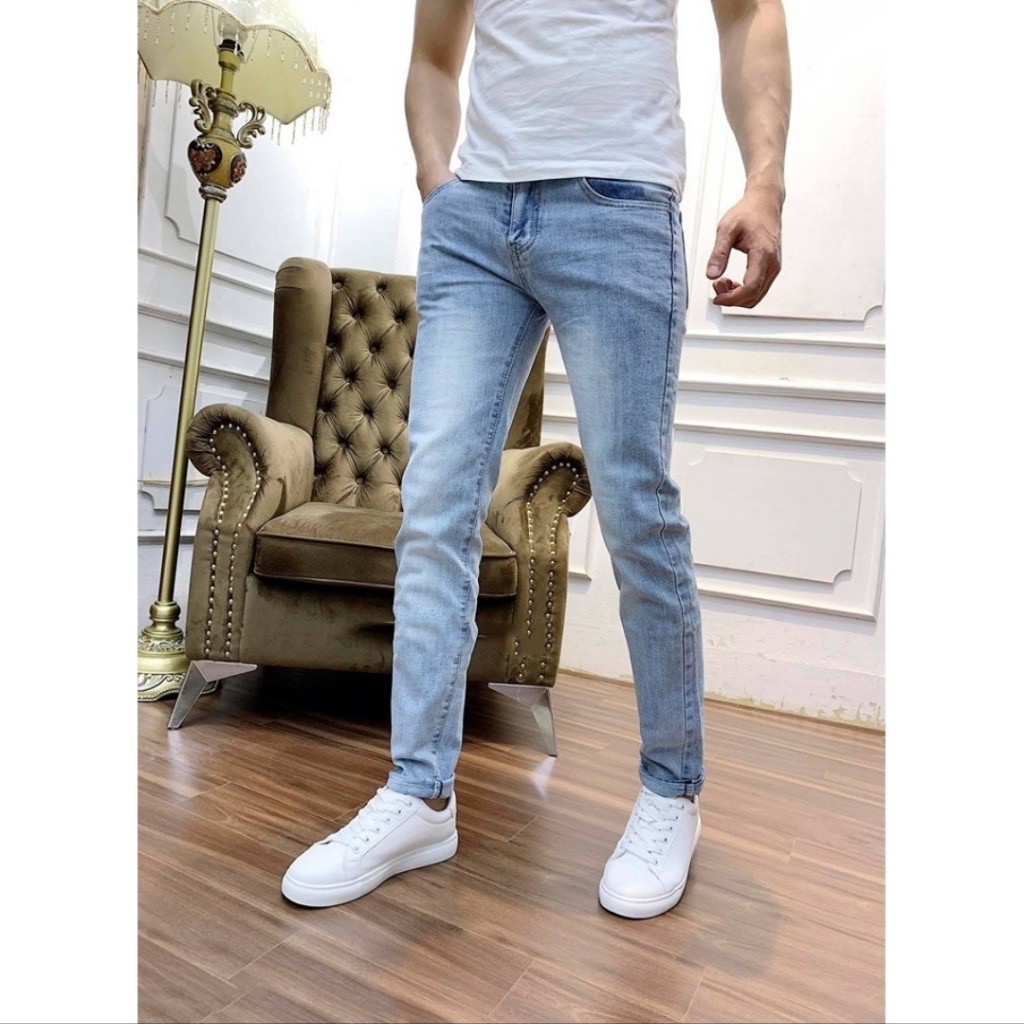 Quần jean nam co giãn màu bạc JN104