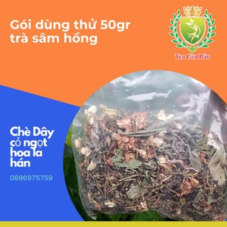 Trà Sâm Hồng gói dùng thử 50gr, dùng được 3-5 lần pha cho cả nhà. Giảm cân, dễ ngủ, dễ dùng duy nhất tại shop