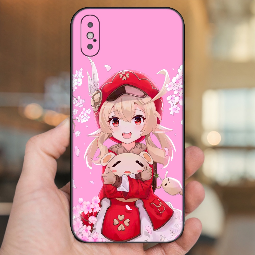 Ốp lưng iPhone X, Xs dẻo đen cạnh vuông in hình Klee Genshin Impact